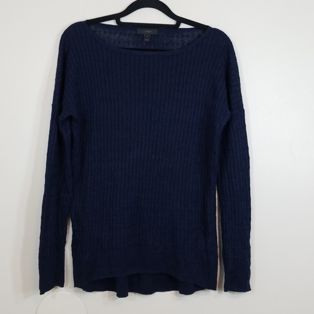 J Crew 100% Linen Navy Sweater